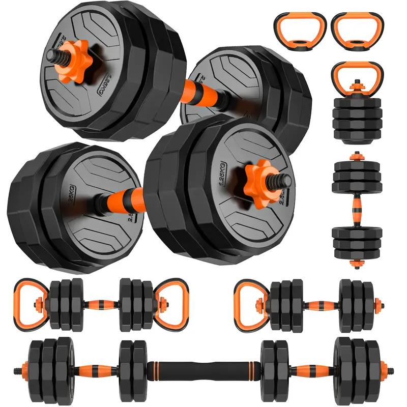 Bearbro 44lb/66lb/88lb 4-in-1 Adjustable Dumbbells Set Free Weight Set with Connector Used as Barbell, Kettlebells, Push up S...