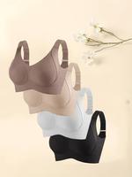 4-piece seamless women's underwear, slim, large chest, small chest, wireless, pull up and anti sagging large-sized bra Womens...