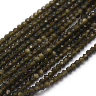 Natural Golden Sheen Obsidian Beads Strand