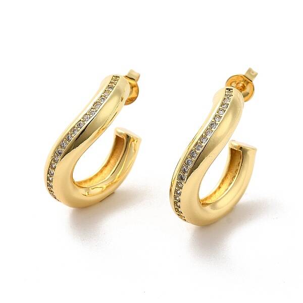 Brass Micro Pave Cubic Zirconia Stud Earrings