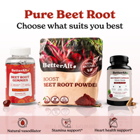 BetterAlt Nitric Oxide Beet Root | Choose from Capsules, Gummies & Powder | Natural antioxidant, Vitamin C, Vitamin A | Blood...