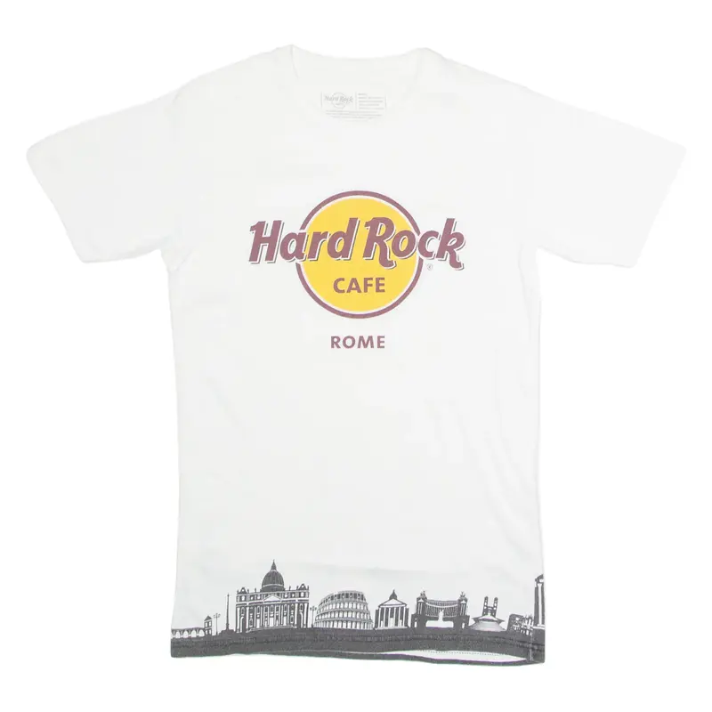 HARD ROCK CAFE Rome Mens T-Shirt White Crew Neck S