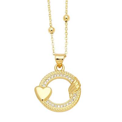 Brass Micro Pave Cubic Zirconia Pendant Necklaces