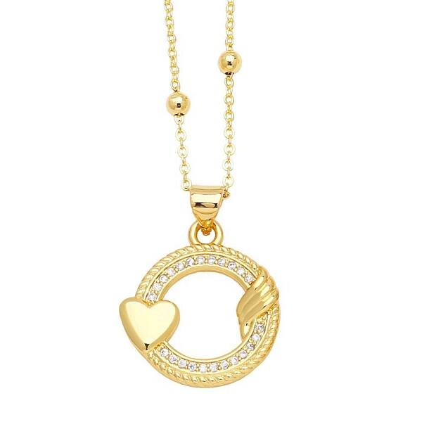 Brass Micro Pave Cubic Zirconia Pendant Necklaces