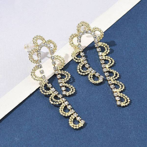 Brass Rhinestones Stud Earrings