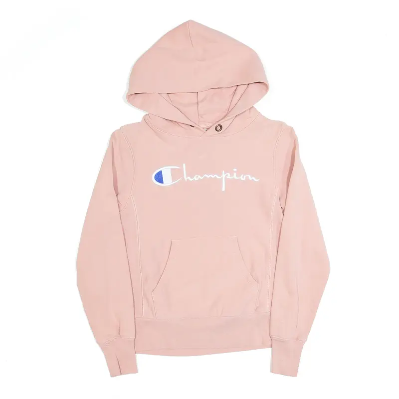 CHAMPION Reverse Weave Baby Pink Pullover Hoodie Womens XS