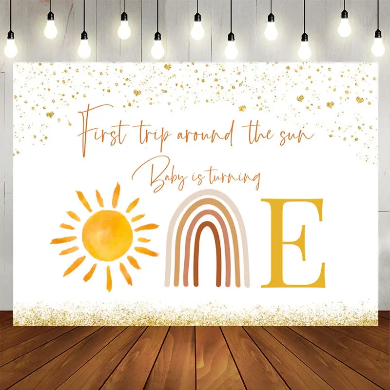 Aperturee First Trip Around The Sun Happy 1St Birthday Backdrop