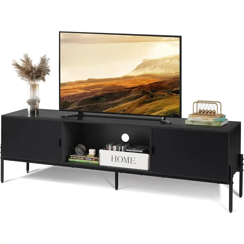WLIVE Modern Aesthetic TV Stand for 65 Inch TV, Mid Century Entainment Center with Storage, TV Console with Open Shelf and 2 ...