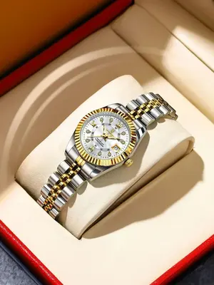 Women's Elegant Round Dial Analog Quartz Watch, Fashion Luminous Watch for Party, Daily Clothing Decor, Trendy All-match & Ex...