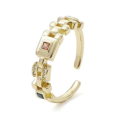 Rack Plating Brass Micro Pave Cubic Zirconia Open Cuff Rings