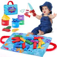 hahaland Toddler Toys Montessori Toys for 1 Year Old Boy Girl Birthday Gift, 10 in 1 Cloth Fishing Game with Stacking Cups- N...