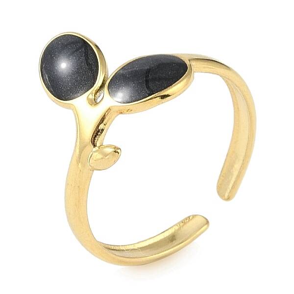 Ion Plating(IP) 304 Stainless Steel Enamel Cuff Finger Rings
