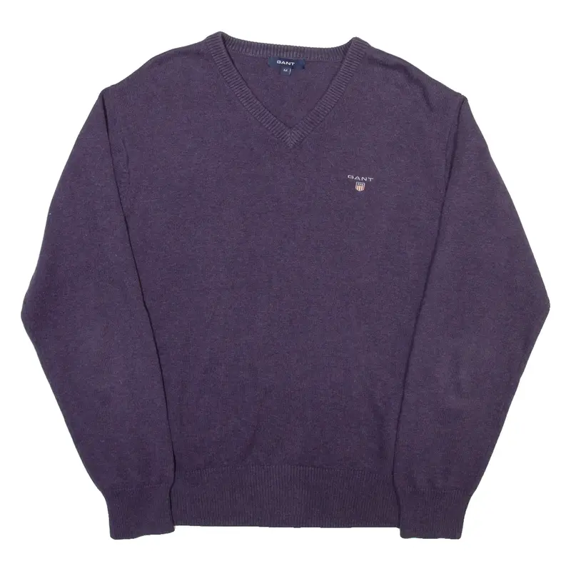 GANT Mens Jumper Purple V-Neck Tight Knit M