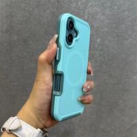 Fin For iPhone Series Dual Layer Protection Armour Magnetic Phone Case For iPhone 16 15 11 12 13 14 Pro Max Luxury For Magsaf...
