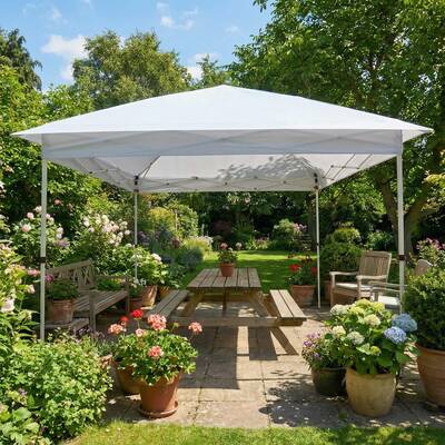 Garvee Large Pop Up Canopy Tent for Outdoor Camping – Portable Waterproof Shelter with Easy Setup and Carry Bag – White, ...