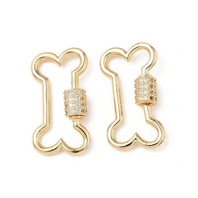 Brass Micro Pave Clear Cubic Zirconia Screw Carabiner Lock Charms