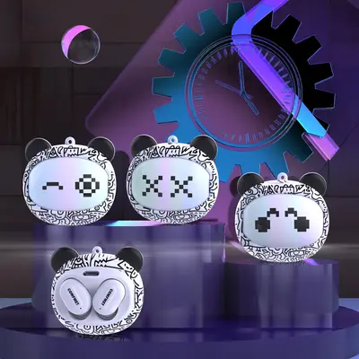 COMFMET - Fun face-changing Bluetooth headphones, noise-cancelling stereo wireless headphones, wireless Bluetooth compatible,...