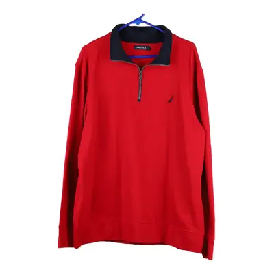 Nautica 1/4 Zip - XL Red Cotton Blend