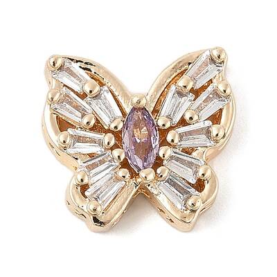 Brass Micro Pave Cubic Zirconia Beads