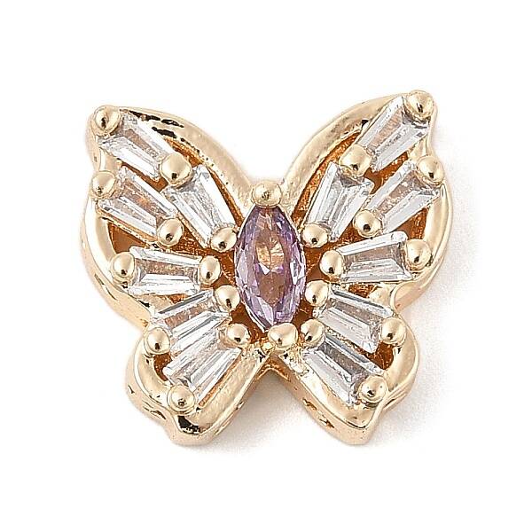 Brass Micro Pave Cubic Zirconia Beads