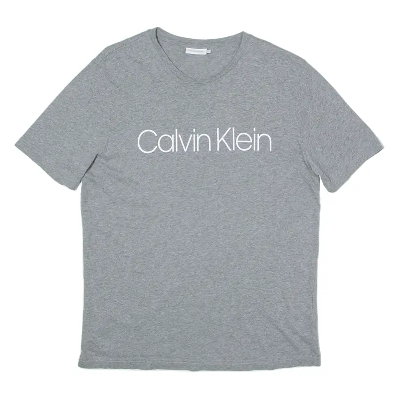 CALVIN KLEIN Mens T-Shirt Grey Crewneck M