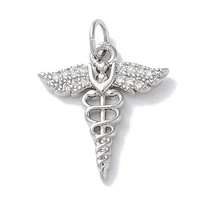 Rack Plating Brass Micro Pave Clear Cubic Zirconia Pendants