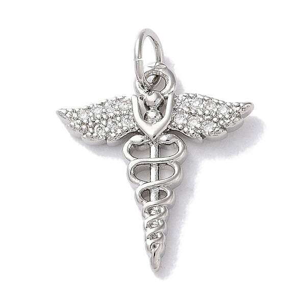 Rack Plating Brass Micro Pave Clear Cubic Zirconia Pendants