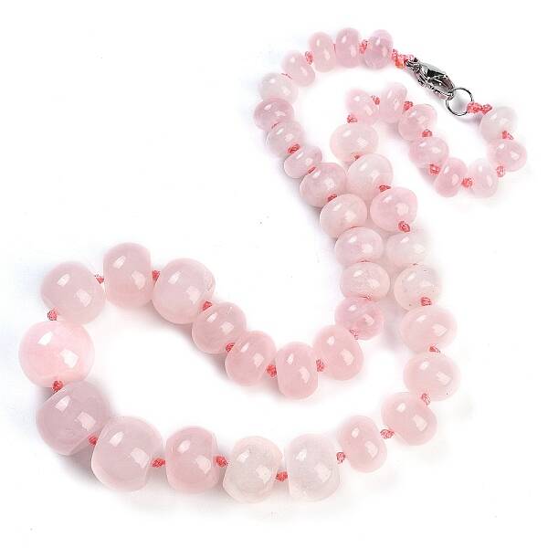 Natural Rose Quartz Rondelle Graduated Beaded Necklaces for Women Men