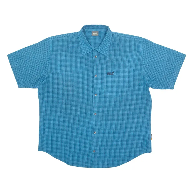 JACK WOLFSKIN Mens Shirt Blue Check 2XL