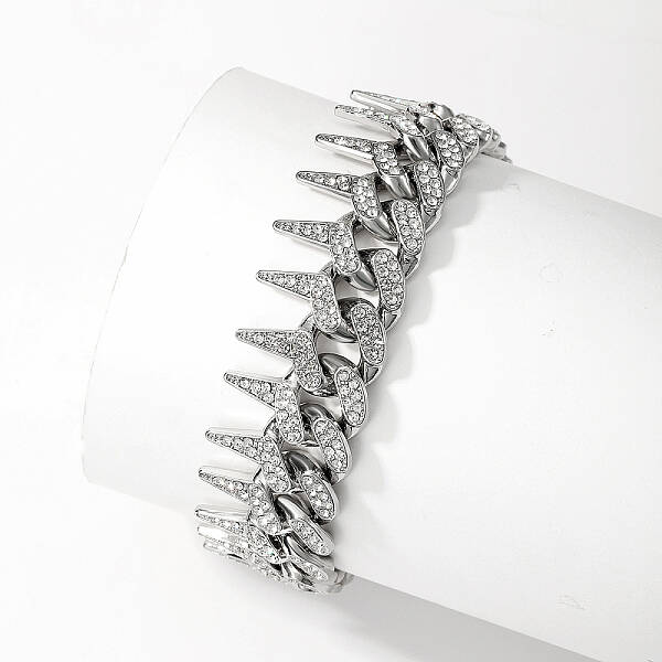 Elegant Silver Color Plated Alloy Crystal Rhinestone Twisted Chain Women's Bracelets