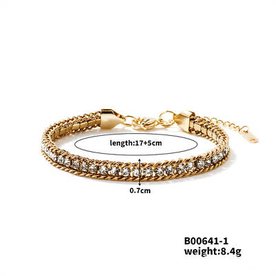 Sparkling European Style Stainless Steel Crystal Rhinestone Chain Bracelets for Women