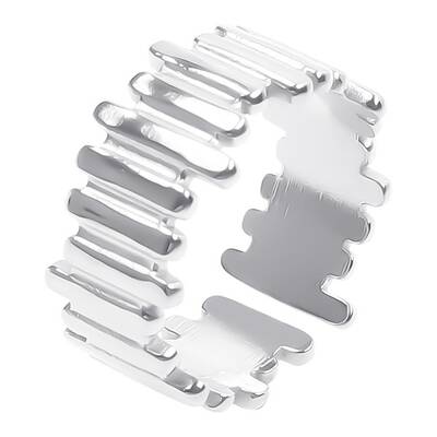 Elegant Striped Stainless Steel Wide Band Rings