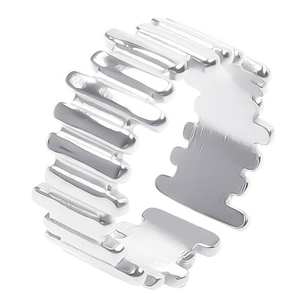 Elegant Striped Stainless Steel Wide Band Rings