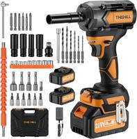 This Hill 45PCS Cordless Impact Wrench,900Nm(665Ft-lbs), 1/2 Inch Brushless lmpact Driver Set, w/Two 4.0Ah Battery, 17 Socket...