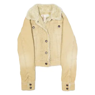 ABERCROMBIE & FITCH Womens Blanket Lined Denim Jacket Beige XS