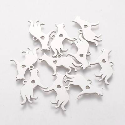 Non-Tarnish 201 Stainless Steel Puppy Pendants
