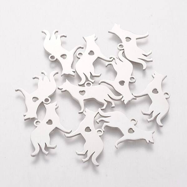 Non-Tarnish 201 Stainless Steel Puppy Pendants