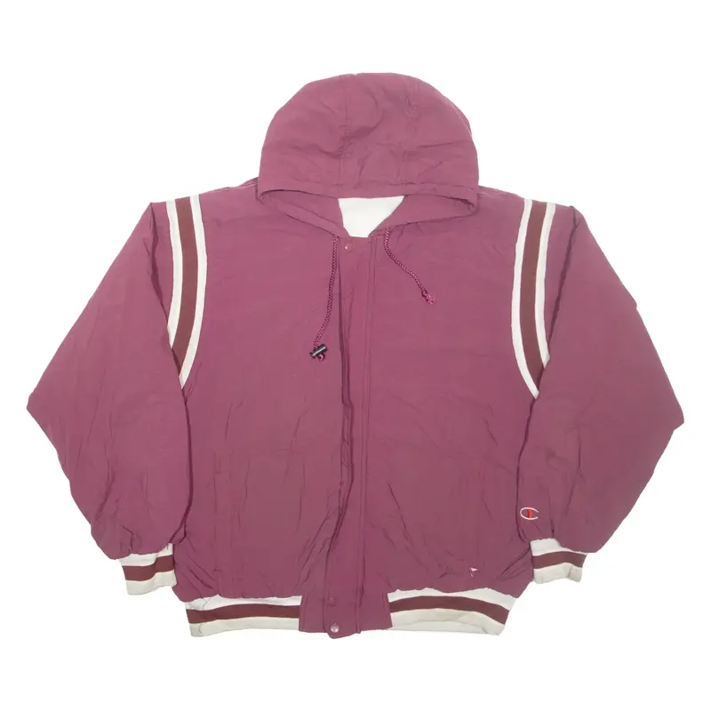 CHAMPION Mens Jacket Maroon Nylon Hooded L