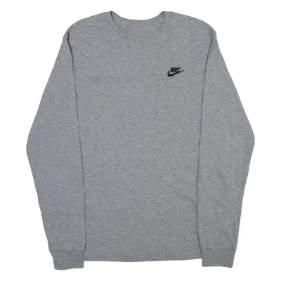 NIKE Mens T-Shirt Grey Long Sleeve S