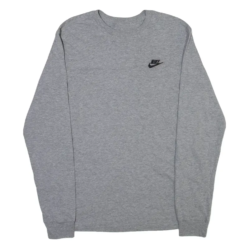 NIKE Mens T-Shirt Grey Long Sleeve S