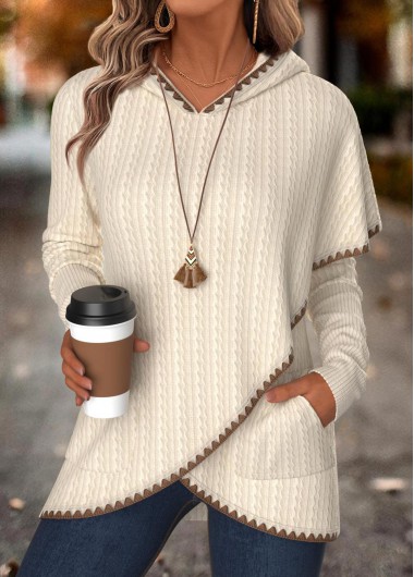 Modlily Beige Tummy Coverage Long Sleeve Hoodie - XL