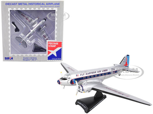 Douglas DC-3 Passenger Aircraft Eastern Airlines 1/144 Diecast Model Airplane by Postage Stamp