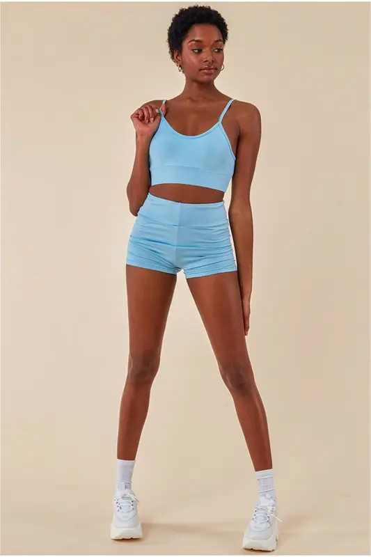 Cosmochic Cropped Bralette & Cycle Short Set - Blue