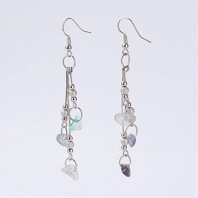 Natural Fluorite Beads Dangle Earrings