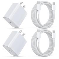 for iPhone 16 15 Charger Fast Charging,2 Pack 20W Wall Charger Block with USB Type c Braided Cable 6ft Charging Cord for iPho...