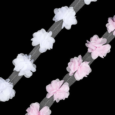 9-10 Yards 2 Colors 3D Organza Flower Trimming