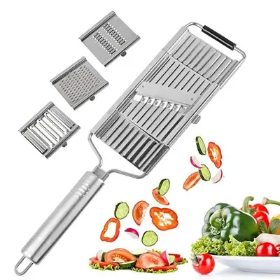 Stainless Steel 4 in 1 Multi-Purpose Vegetable Slicer, Handheld Cheese Grater & Vegetable Chopper with 4 Adjustable Blades fo...