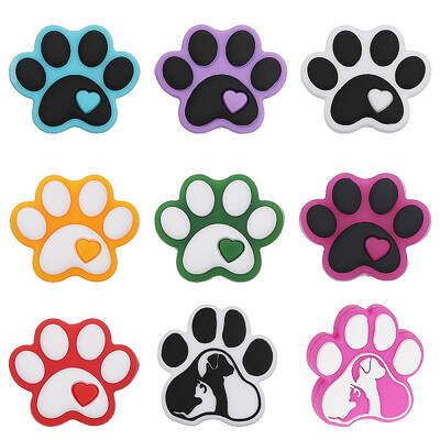 9Pcs 9 Style Dog Paw Print Food Grade Eco-Friendly Silicone Focal Beads