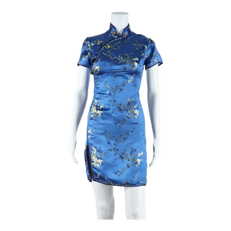 EASTERN Slim Fit Womens Pencil Dress Blue Floral Short Sleeve Knee Length S
