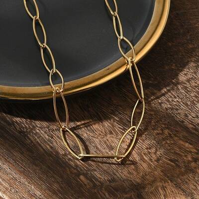 Ion Plating(IP) 304 Stainless Steel Paperclip Chain Necklace for Men Women
